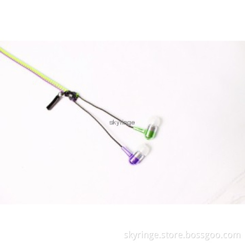 Fashion zipper earphones with high quality